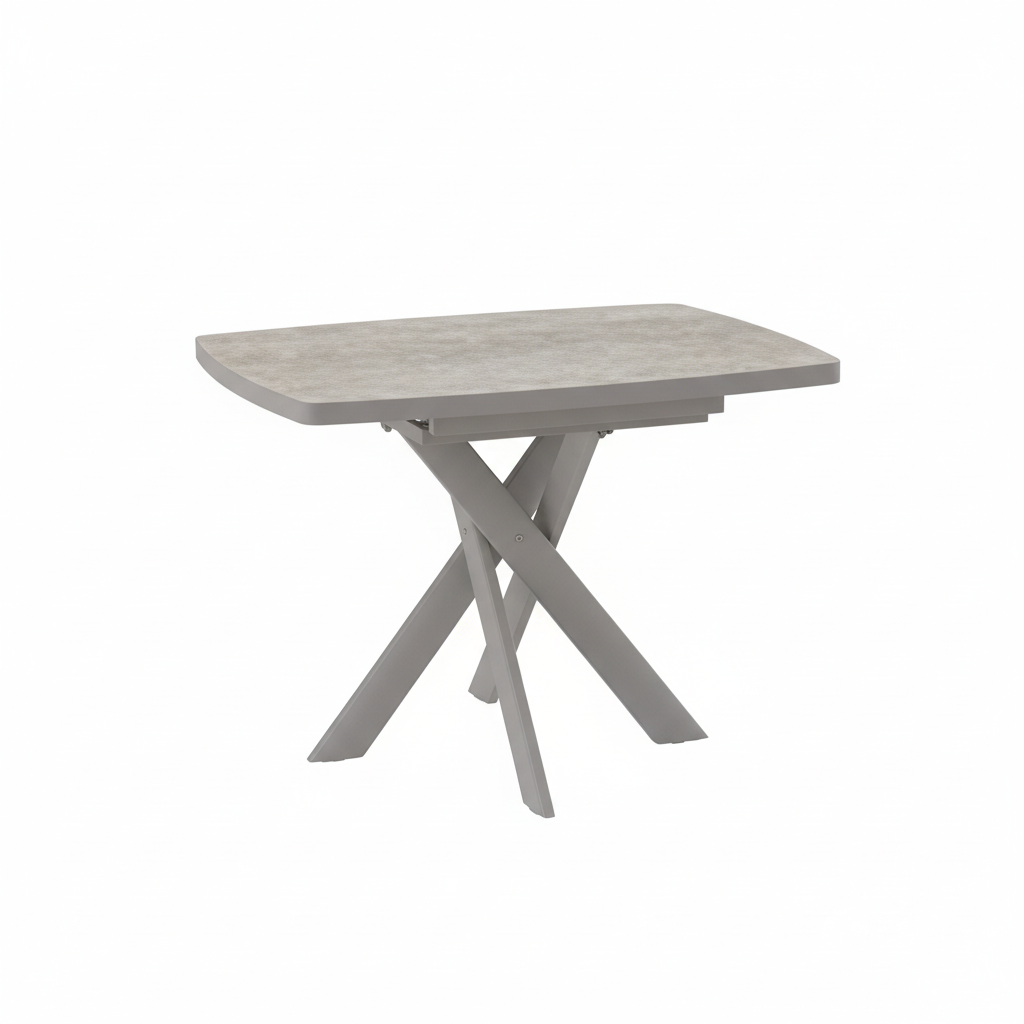 Стол ЛЕОНЕЛЬ110 (+35)*80, Бежевый камень, HPL Пластик/ Металл Капучино